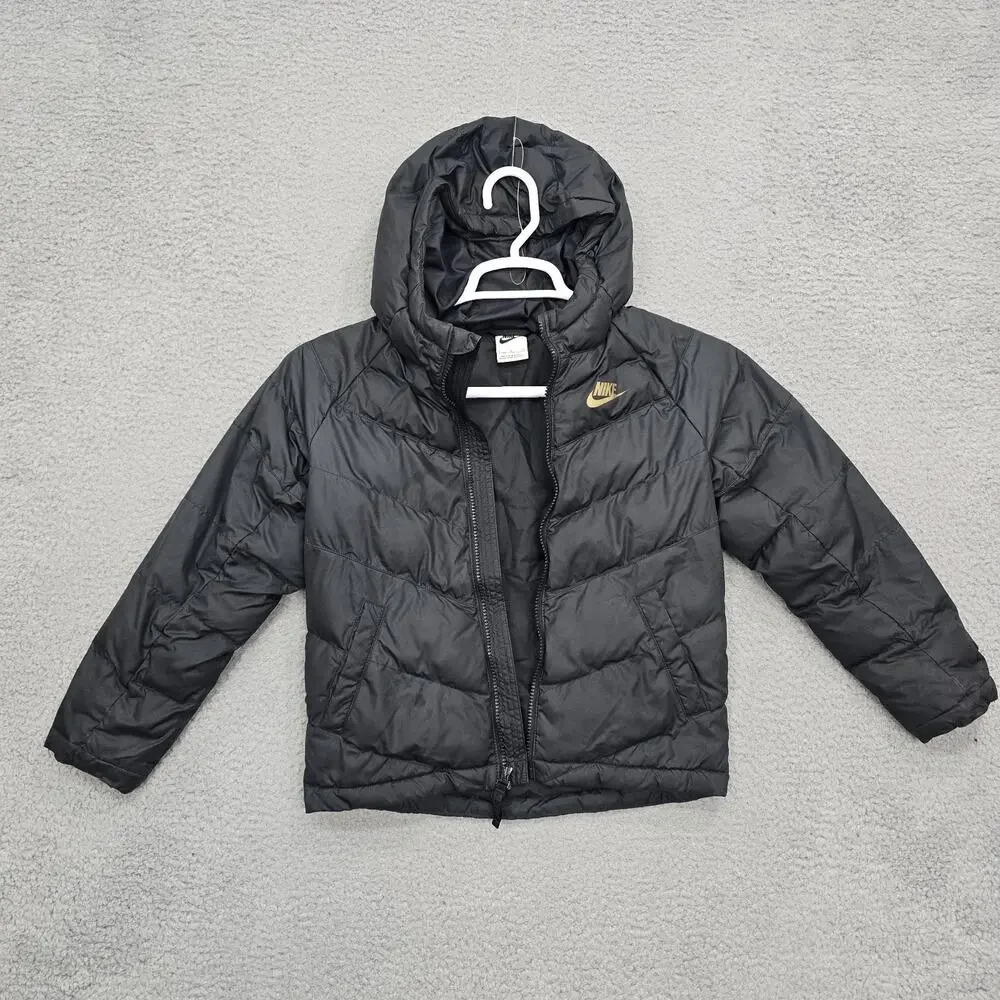 Nike Water Resistant Puffer Jacket kids Girl Boy Small Years Unisex Black Hooded